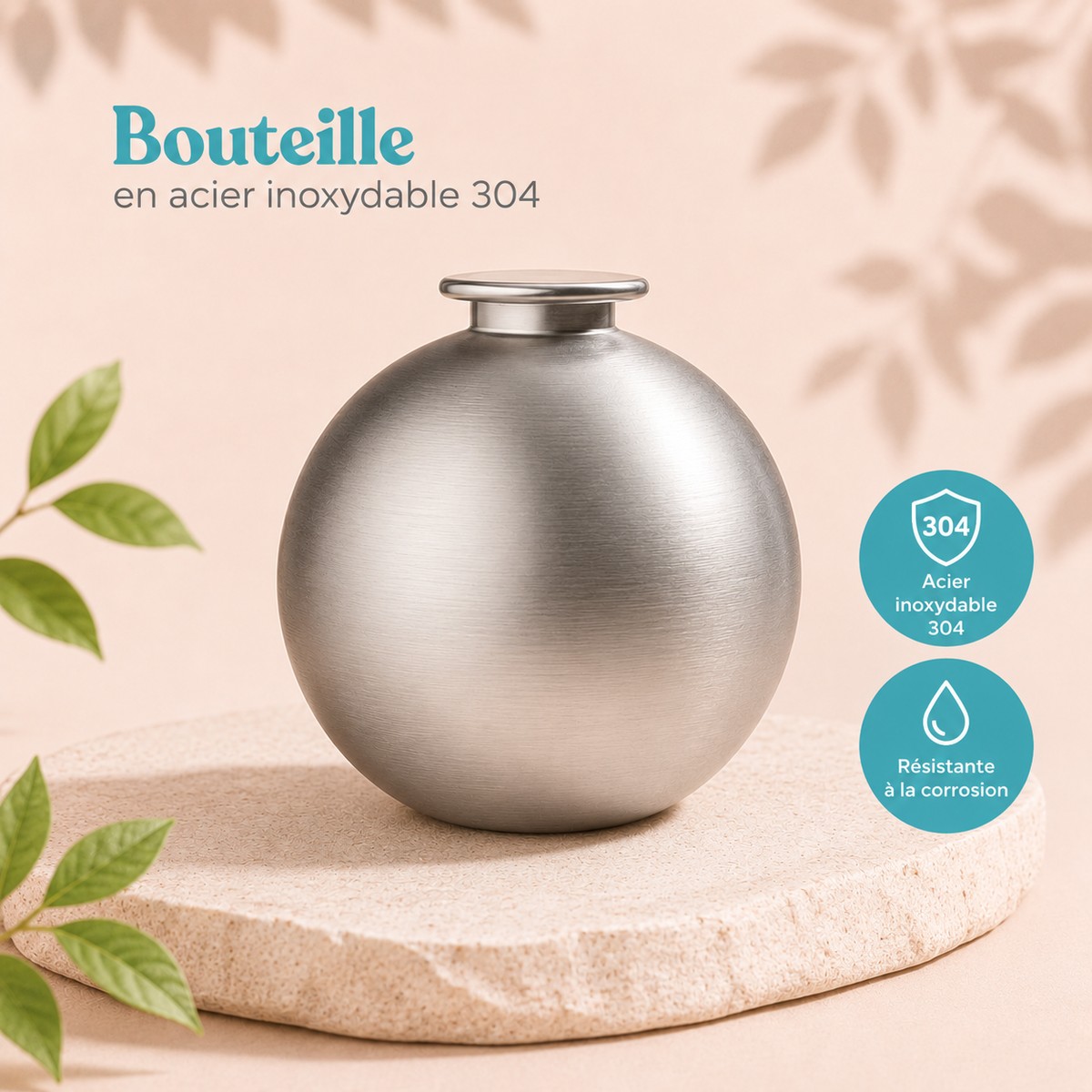 Gourde pour chien en inox avec bol pliable intégré
