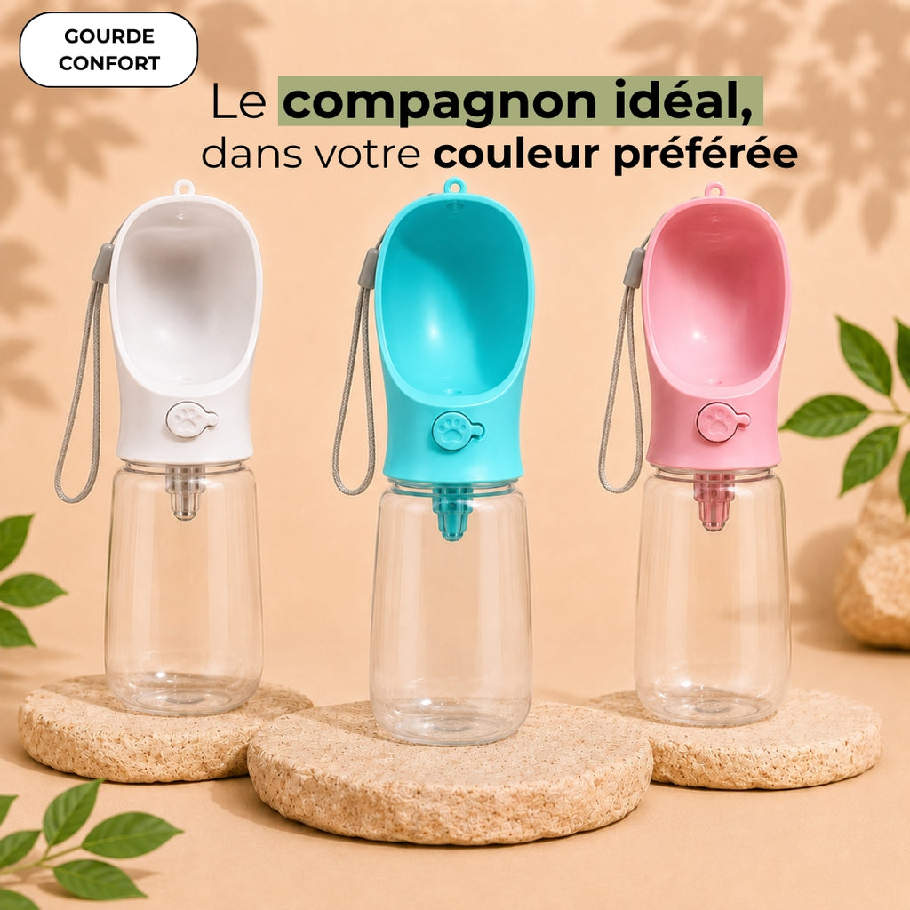 Gourde 2-en-1 pour chien avec compartiments eau et croquettes