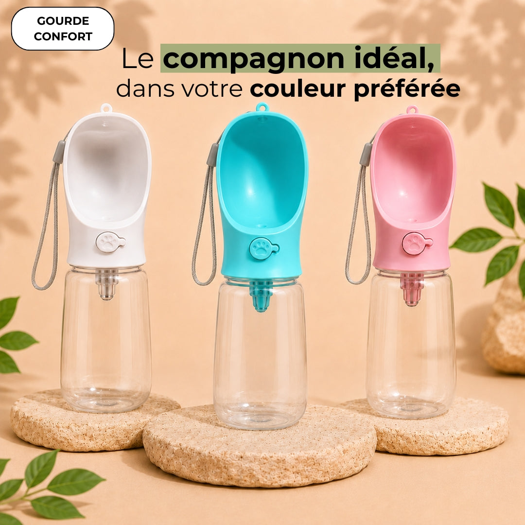 Gourde 2-en-1 pour chien avec compartiments eau et croquettes