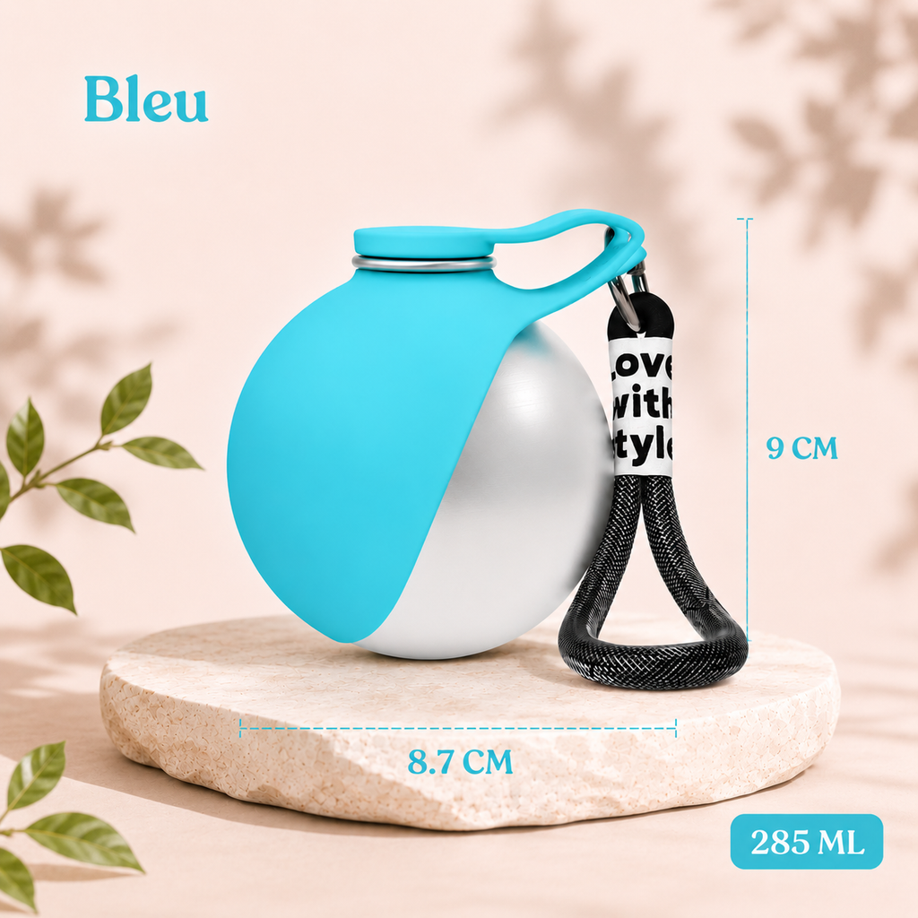 Gourde pour chien en inox avec bol pliable intégré