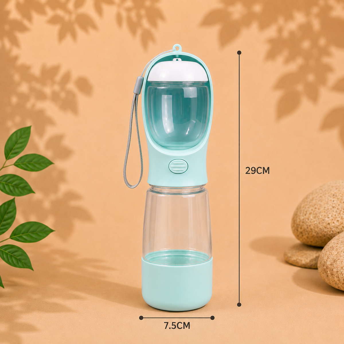 Gourde 3-en-1 pour chien avec eau, croquettes et sacs à crottes