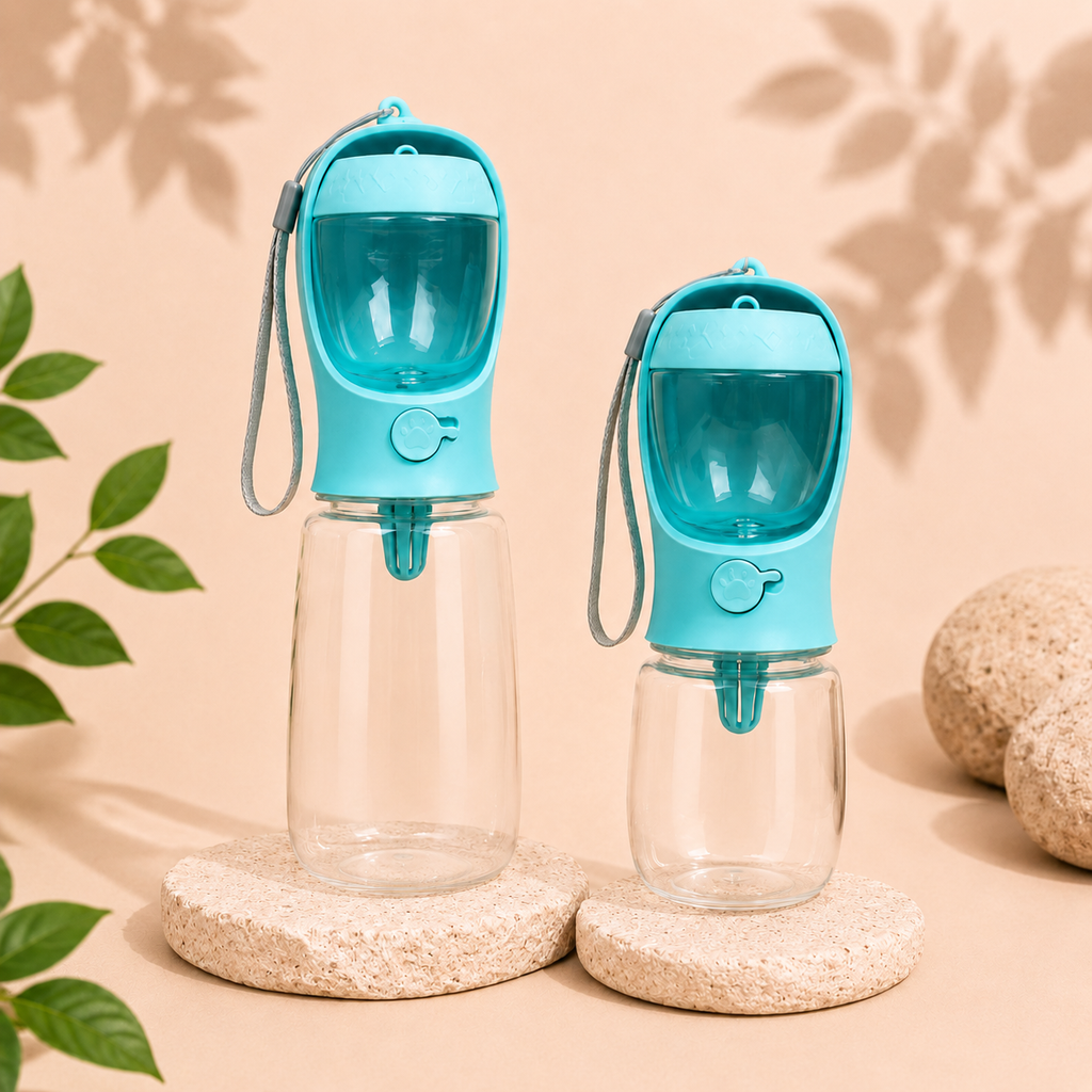 Gourde 2-en-1 pour chien avec compartiments eau et croquettes